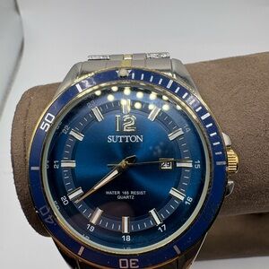 Sutton Quartz Blue Dial Men’s Watch Date Window – Japan Movement Needs Battery
